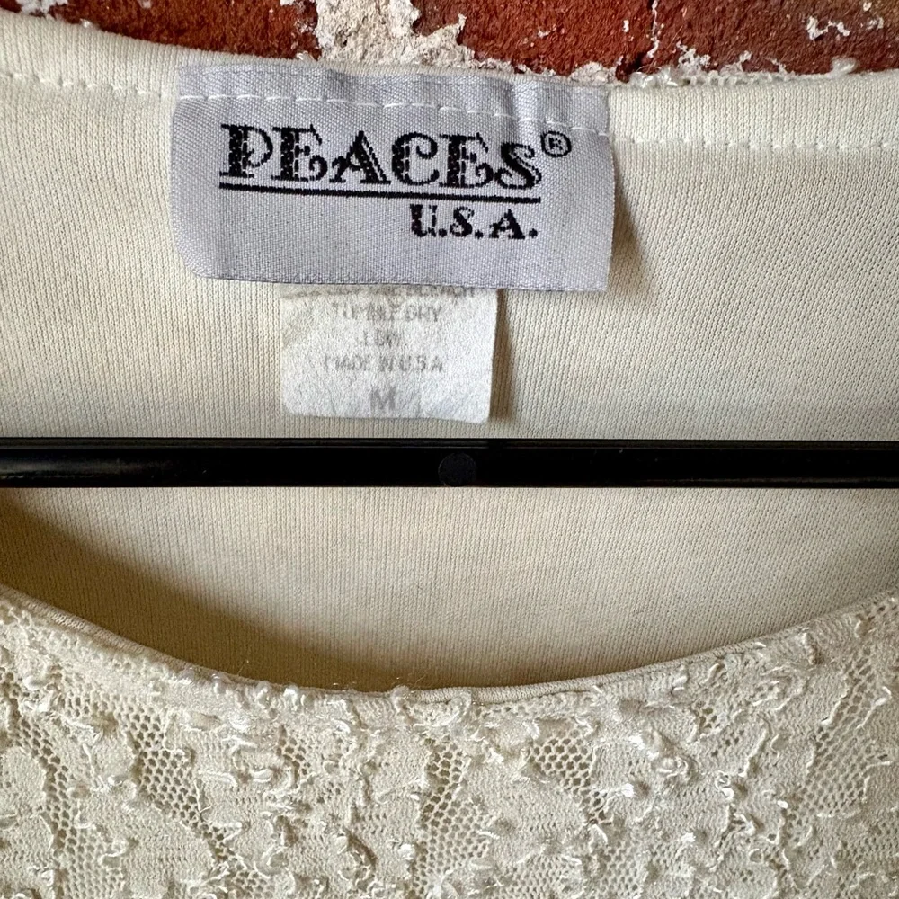 Peaces Y2K Cream Lace Long Sleeve Top